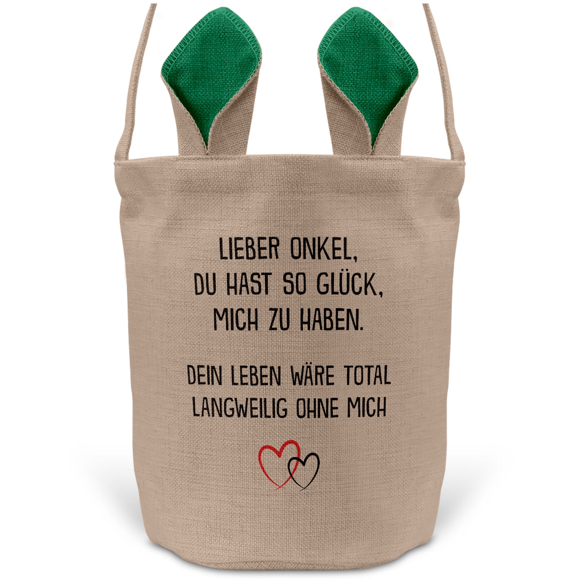 22Feels® Onkel Osterkorb mit Henkel Ostergeschenk Tragetasche Ostern Deko Osternest Körbchen Hasenohren (Beige/Grün)-Ostern Tragetasche-22Feels