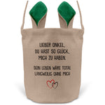 22Feels® Onkel Osterkorb mit Henkel Ostergeschenk Tragetasche Ostern Deko Osternest Körbchen Hasenohren (Beige/Grün)-Ostern Tragetasche-22Feels
