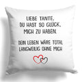 22Feels® Tante Geschenk - Kissen mit Spruch (Weiss 40x40cm)-Kissen Weiss 40x40-22Feels