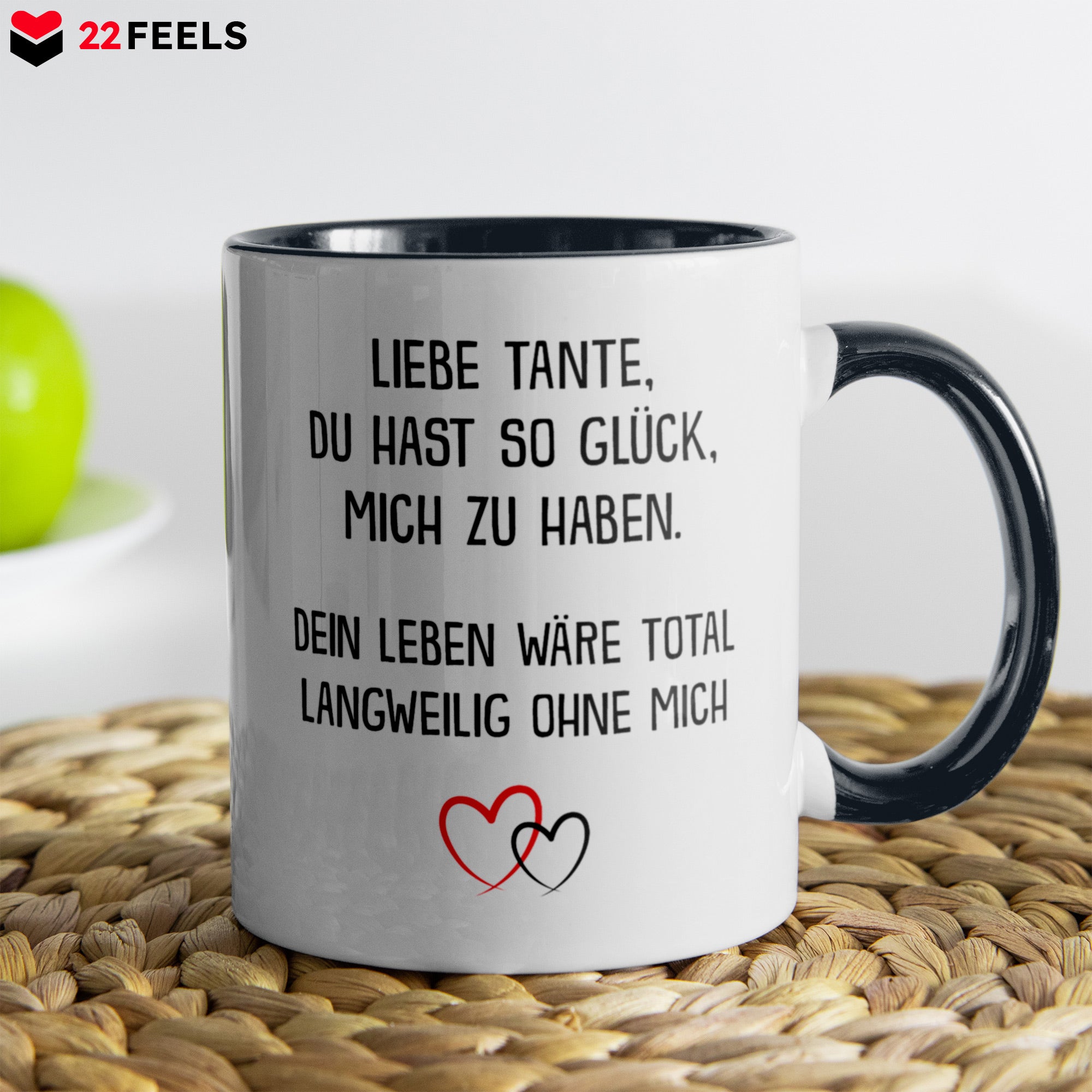 22Feels® Tante Geschenk - Tasse mit Spruch (Weiss-Schwarz, 320ml)-TwoTone Tasse Weiss-Schwarz 320ml-22Feels