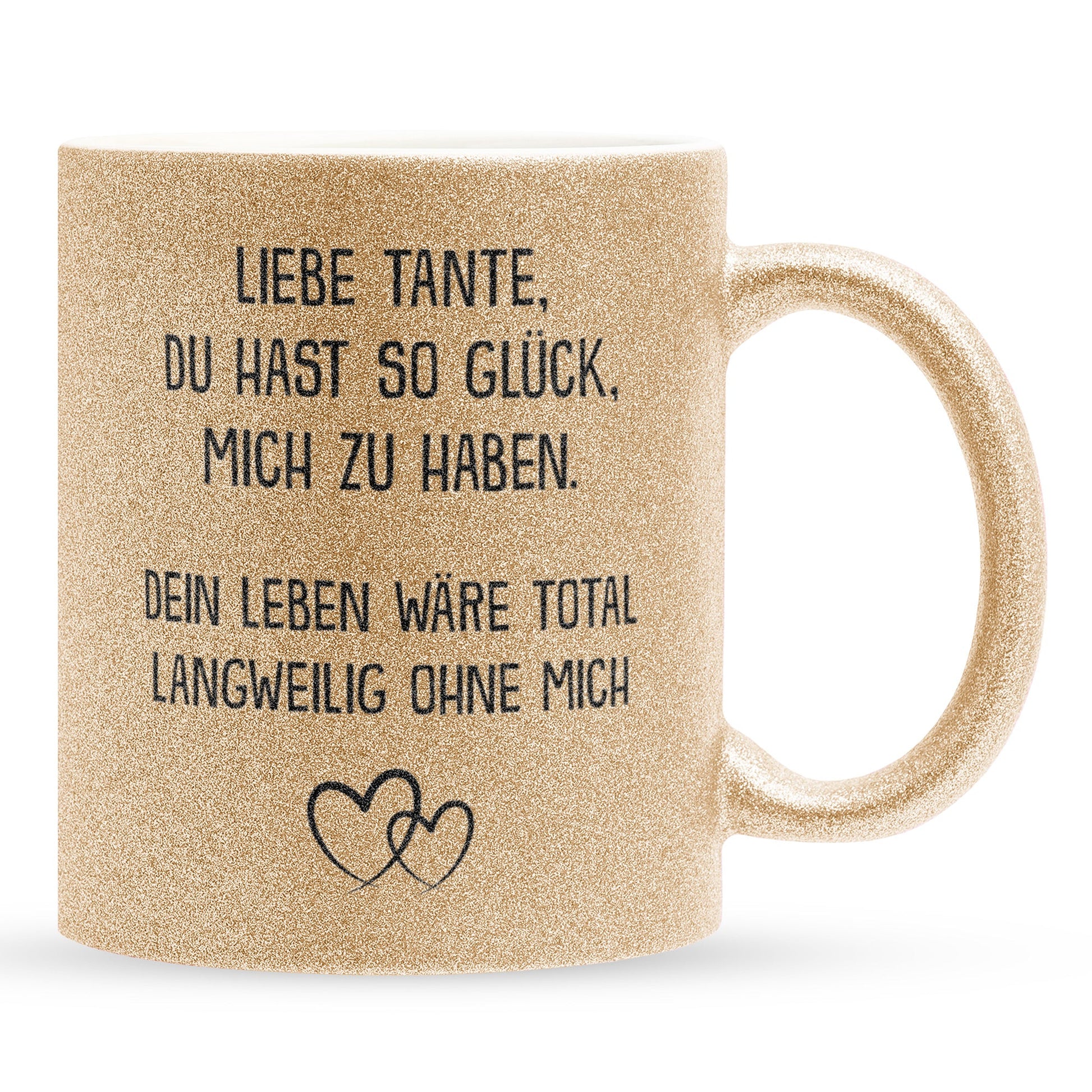 22Feels® Tante Geschenk - Glitzertasse mit Spruch (Gold, 320ml)-Glitzertasse Gold 320ml-22Feels
