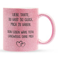 22Feels® Tante Geschenk - Glitzertasse mit Spruch (Pink, 320ml)-Glitzertasse Pink 320ml-22Feels