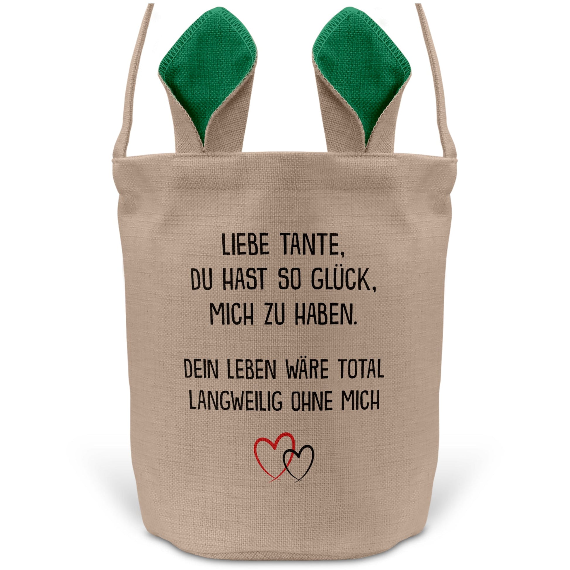 22Feels® Tante Osterkorb mit Henkel Ostergeschenk Tragetasche Ostern Deko Osternest Körbchen Hasenohren (Beige/Grün)-Ostern Tragetasche-22Feels