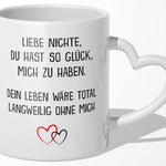 22Feels® Nichte Geschenk - Tasse mit Spruch (Herzhenkel, Weiss, 320ml)-Tasse Weiss Herzhenkel 320ml-22Feels
