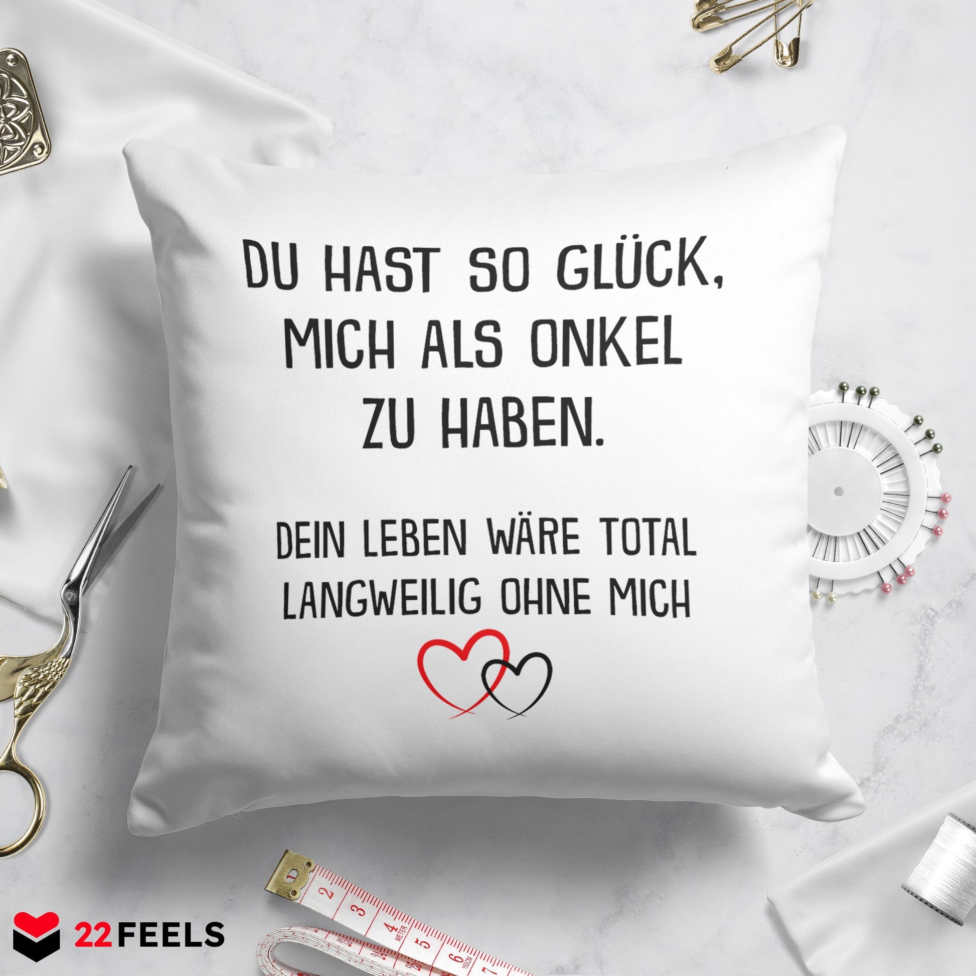 22Feels® Geschenk für Nichte oder Neffe - Kissen mit Spruch (Weiss 40x40cm)-Kissen Weiss 40x40-22Feels
