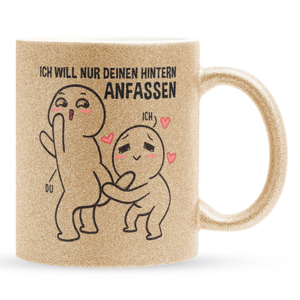 22Feels® Pärchen Geschenk zum Jahrestag, Hochzeitstag, Valentinstag etc. - Glitzertasse mit Spruch (Gold, 320ml)-Glitzertasse Gold 320ml-22Feels