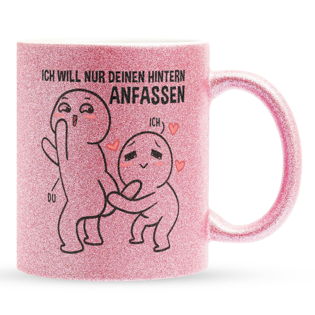 22Feels® Pärchen Geschenk zum Jahrestag, Hochzeitstag, Valentinstag etc. - Glitzertasse mit Spruch (Pink, 320ml)-Glitzertasse Pink 320ml-22Feels