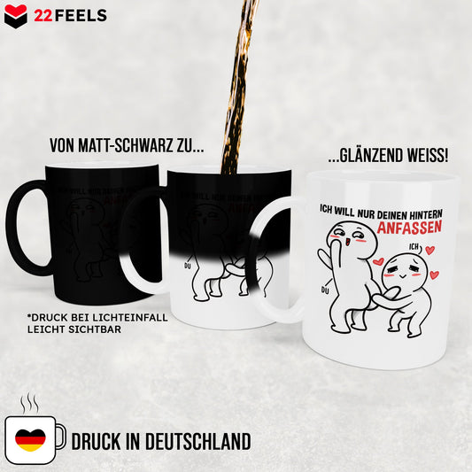 22Feels® Pärchen Geschenk zum Jahrestag, Hochzeitstag, Valentinstag etc. - Zaubertasse mit Spruch (Matt-Schwarz und Weiss, 320ml)-Farbwechsel Tasse Matt 320ml-22Feels