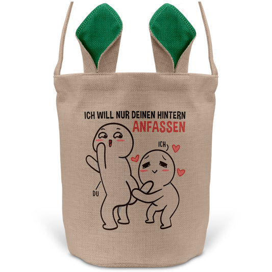22Feels® Männer Frauen Osterkorb Ehefrau Ehemann Freund Freundin Ostern mit Henkel Ostergeschenk Tragetasche Ostern Deko Osternest Körbchen Hasenohren (Beige/Grün)-Ostern Tragetasche-22Feels