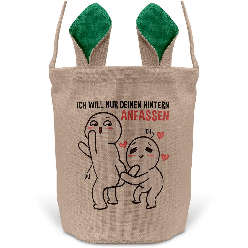 22Feels® Männer Frauen Osterkorb Ehefrau Ehemann Freund Freundin Ostern mit Henkel Ostergeschenk Tragetasche Ostern Deko Osternest Körbchen Hasenohren (Beige/Grün)-Ostern Tragetasche-22Feels