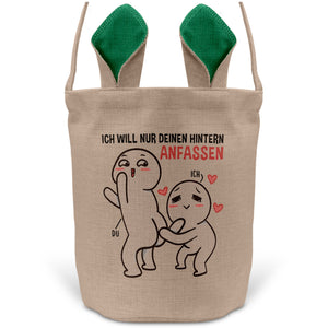 22Feels® Männer Frauen Osterkorb Ehefrau Ehemann Freund Freundin Ostern mit Henkel Ostergeschenk Tragetasche Ostern Deko Osternest Körbchen Hasenohren (Beige/Grün)-Ostern Tragetasche-22Feels