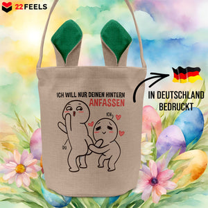 22Feels® Männer Frauen Osterkorb Ehefrau Ehemann Freund Freundin Ostern mit Henkel Ostergeschenk Tragetasche Ostern Deko Osternest Körbchen Hasenohren (Beige/Grün)-Ostern Tragetasche-22Feels