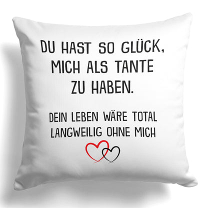 22Feels® Geschenk für Nichte oder Neffe - Kissen mit Spruch (Weiss 40x40cm)-Kissen Weiss 40x40-22Feels