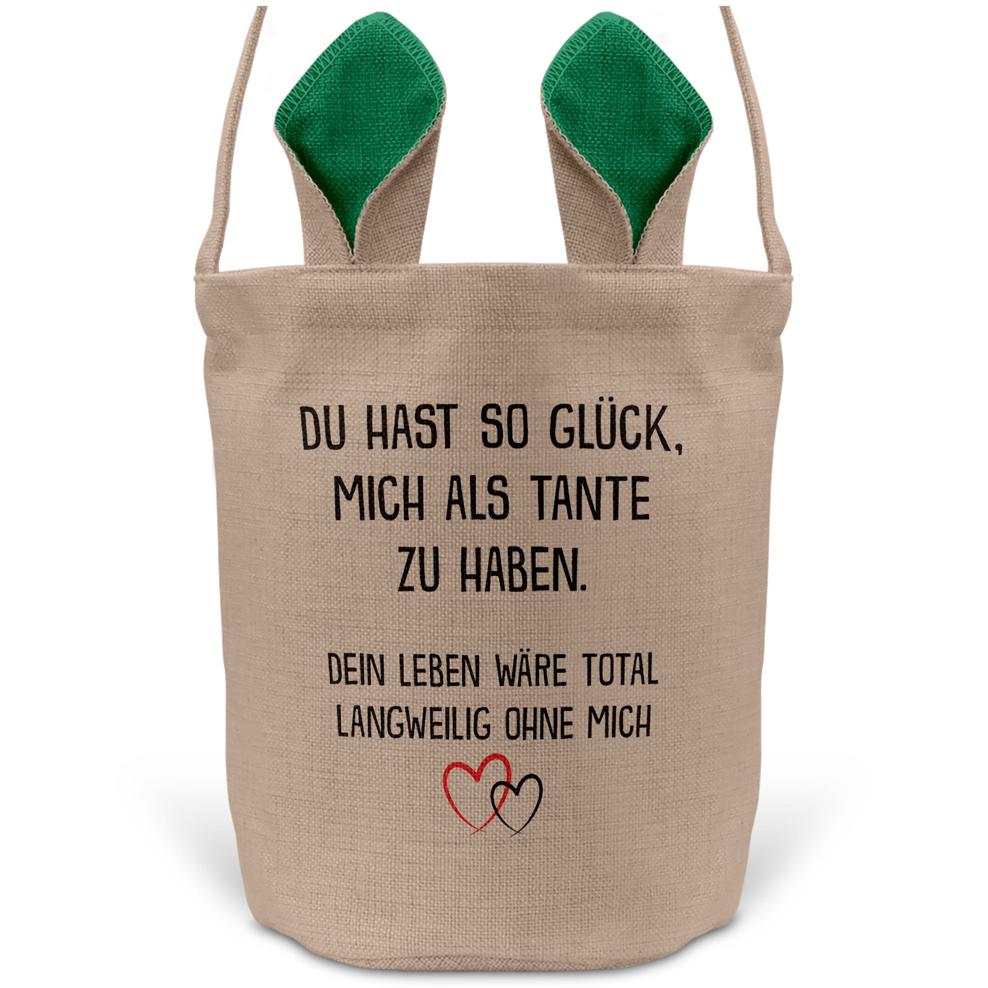 22Feels® Neffe Nichte Kinder Osterkorb von Tante mit Henkel Ostergeschenk Tragetasche Ostern Deko Osternest Körbchen Hasenohren (Beige/Grün)-Ostern Tragetasche-22Feels