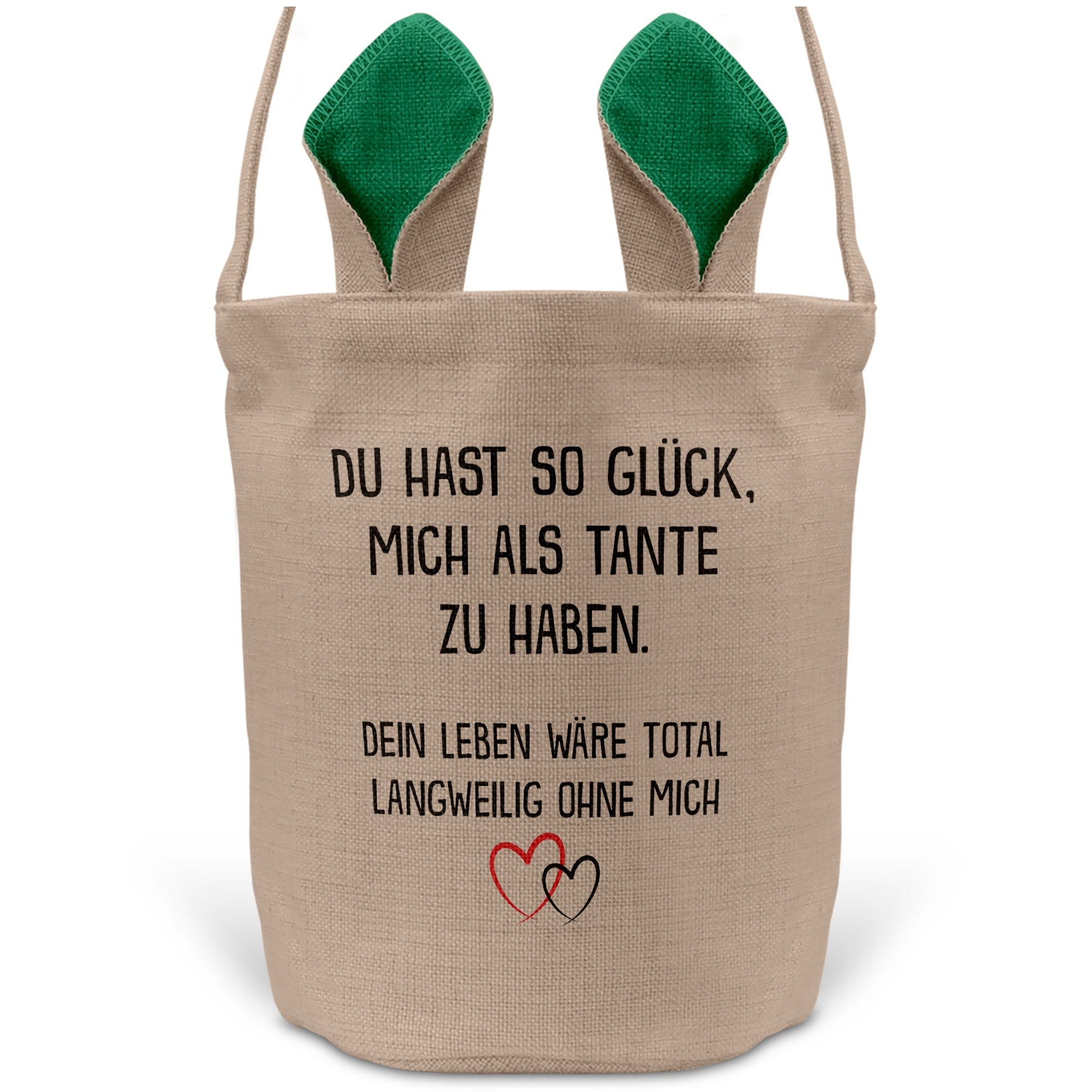 22Feels® Neffe Nichte Kinder Osterkorb von Tante mit Henkel Ostergeschenk Tragetasche Ostern Deko Osternest Körbchen Hasenohren (Beige/Grün)-Ostern Tragetasche-22Feels
