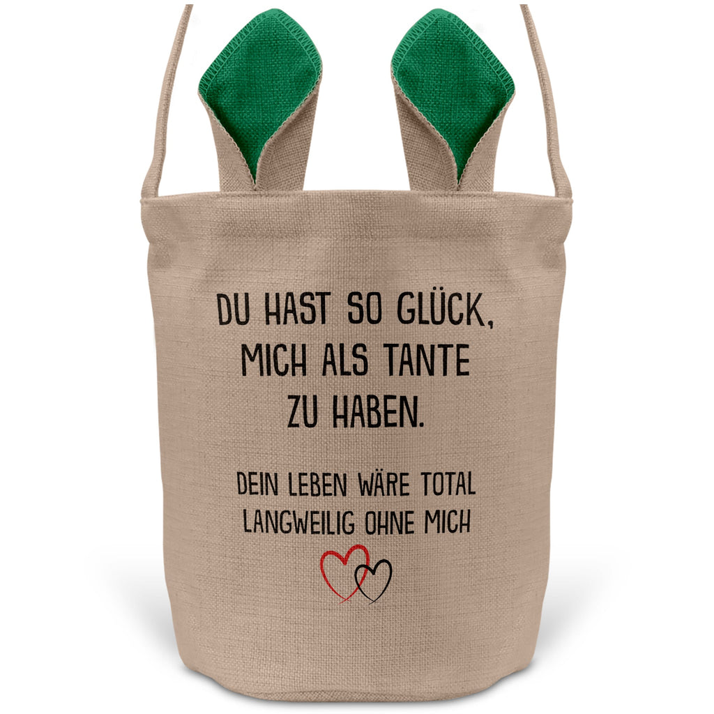 22Feels® Neffe Nichte Kinder Osterkorb von Tante mit Henkel Ostergeschenk Tragetasche Ostern Deko Osternest Körbchen Hasenohren (Beige/Grün)-Ostern Tragetasche-22Feels