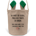 22Feels® Neffe Nichte Kinder Osterkorb von Tante mit Henkel Ostergeschenk Tragetasche Ostern Deko Osternest Körbchen Hasenohren (Beige/Grün)-Ostern Tragetasche-22Feels