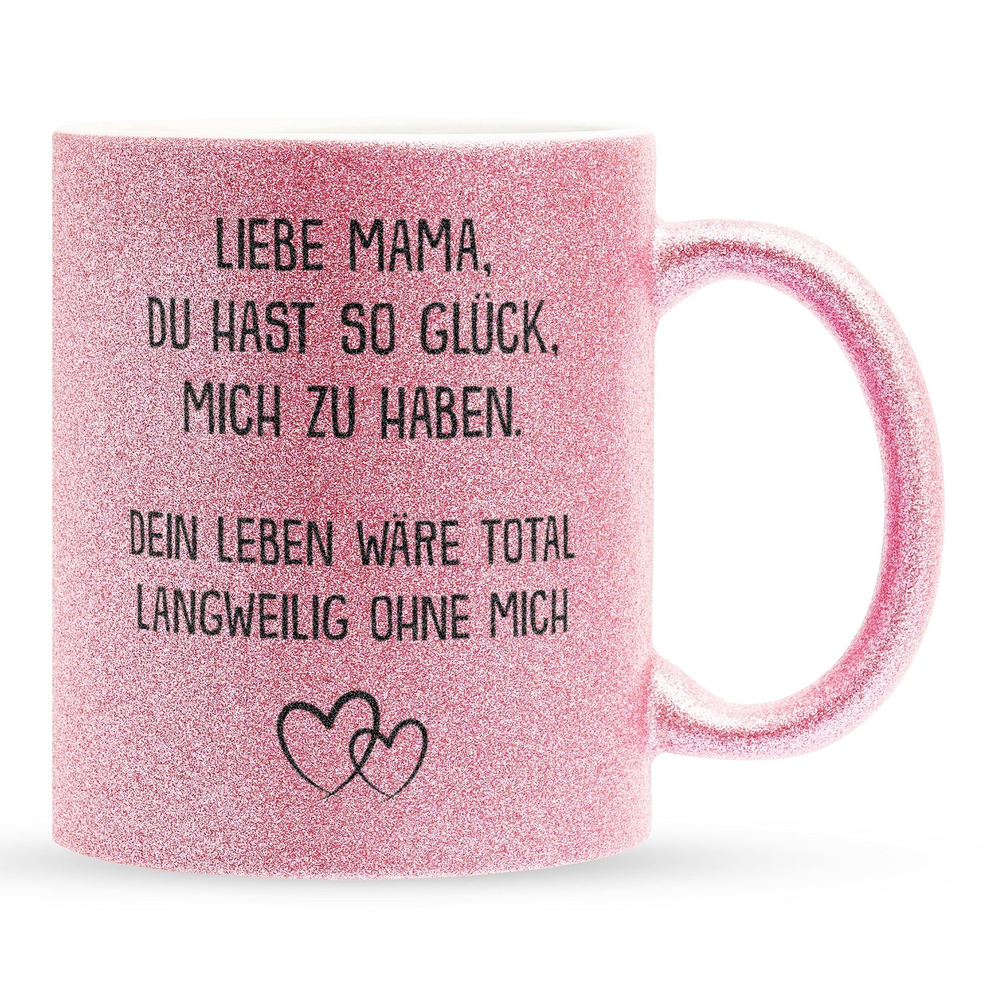 22Feels® Mama Geschenk - Glitzertasse mit Spruch (Pink, 320ml)-Glitzertasse Pink 320ml-22Feels