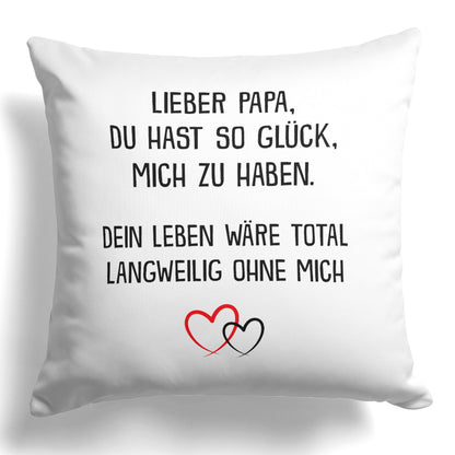 22Feels® Papa Geschenk - Kissen mit Spruch (Weiss 40x40cm)-Kissen Weiss 40x40-22Feels