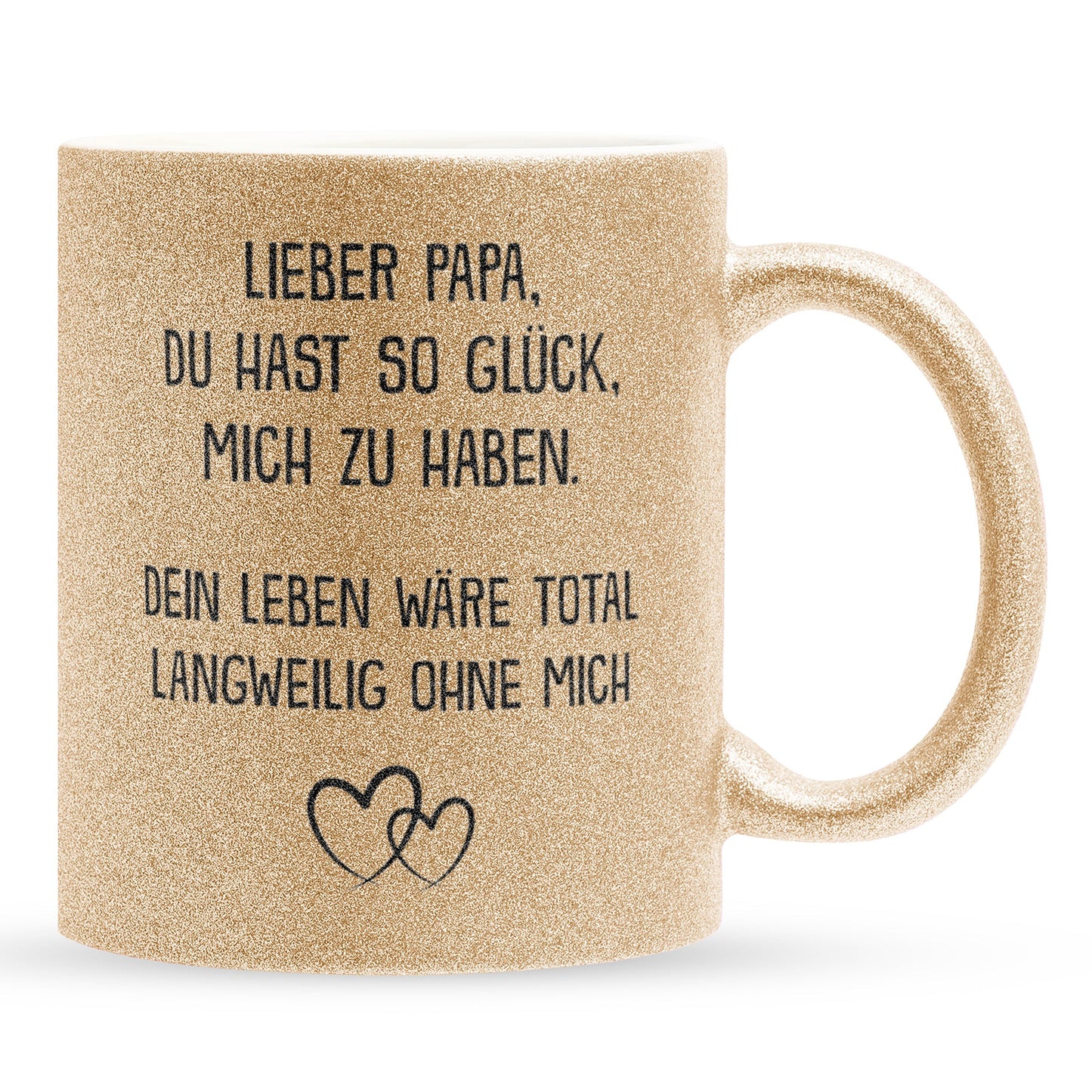 22Feels® Papa Geschenk - Glitzertasse mit Spruch (Gold, 320ml)-Glitzertasse Gold 320ml-22Feels