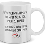 22Feels® Schwiegermutter Geschenk - Tasse mit Spruch: Glück mich zu haben (Weiss, 320ml)-Weisse Tasse 320ml-22Feels