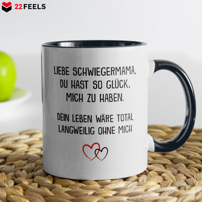 22Feels® Schwiegermama Geschenk - Tasse mit Spruch (Weiss-Schwarz, 320ml)-TwoTone Tasse Weiss-Schwarz 320ml-22Feels