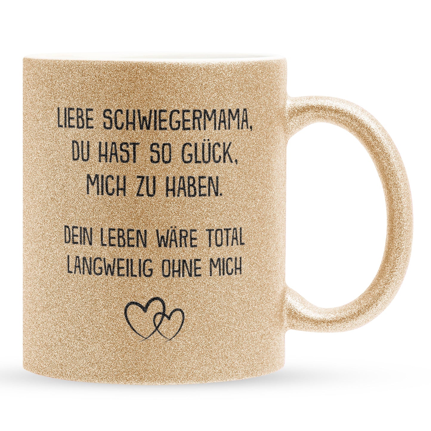 22Feels® Schwiegermama Geschenk - Glitzertasse mit Spruch (Gold, 320ml)-Glitzertasse Gold 320ml-22Feels
