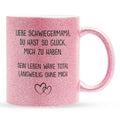 22Feels® Schwiegermama Geschenk - Glitzertasse mit Spruch (Pink, 320ml)-Glitzertasse Pink 320ml-22Feels