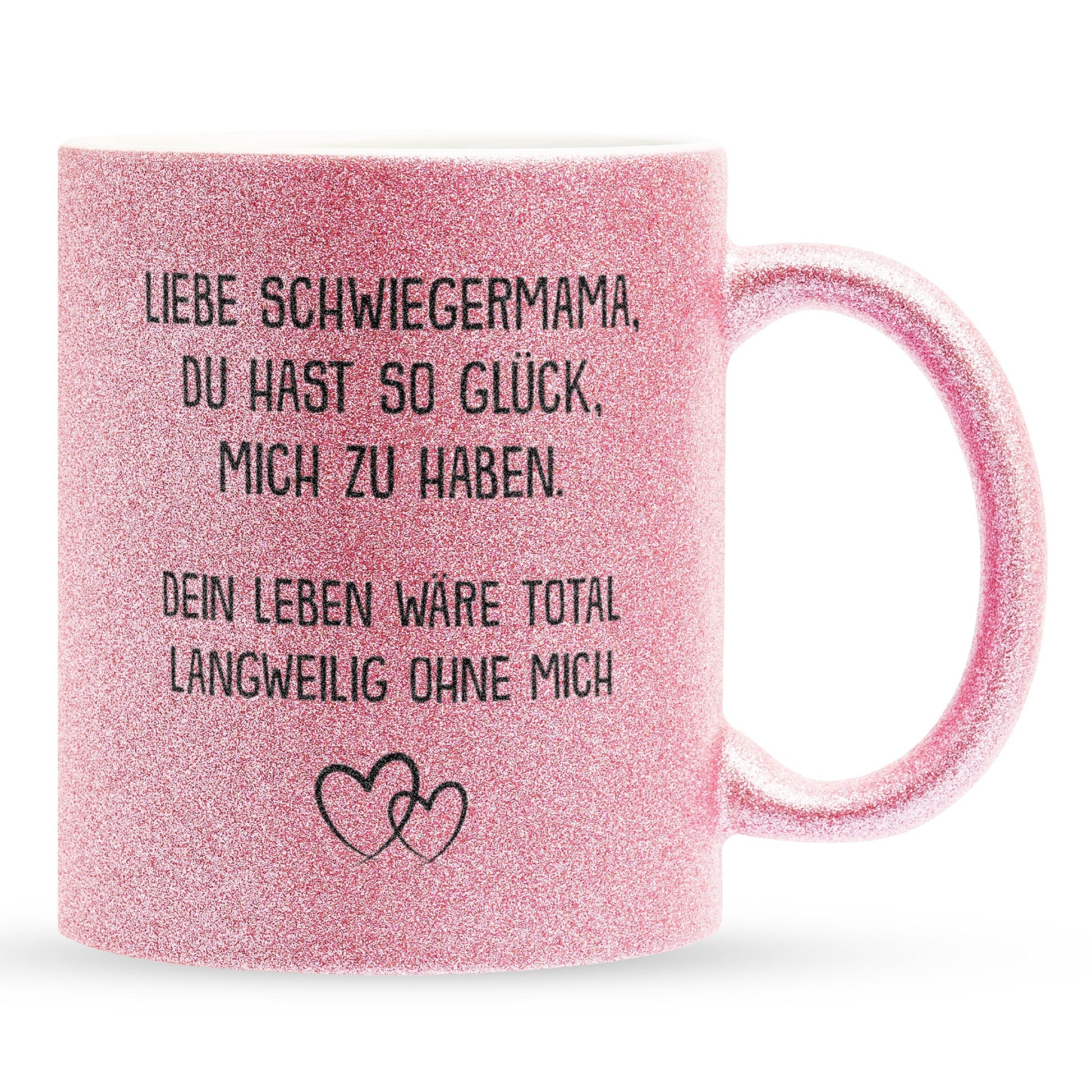 22Feels® Schwiegermama Geschenk - Glitzertasse mit Spruch (Pink, 320ml)-Glitzertasse Pink 320ml-22Feels