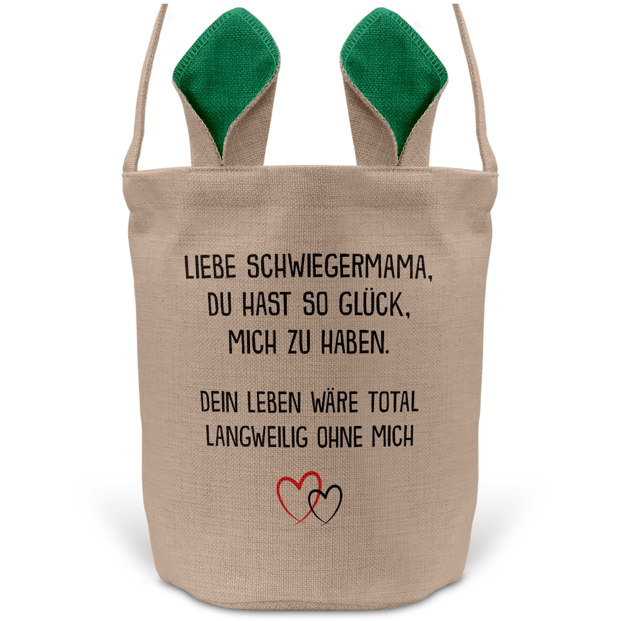 22Feels® Schwiegermama Schwiegereltern Osterkorb mit Henkel Ostergeschenk Tragetasche Ostern Deko Osternest Körbchen Hasenohren (Beige/Grün)-Ostern Tragetasche-22Feels