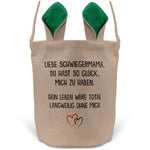 22Feels® Schwiegermama Schwiegereltern Osterkorb mit Henkel Ostergeschenk Tragetasche Ostern Deko Osternest Körbchen Hasenohren (Beige/Grün)-Ostern Tragetasche-22Feels