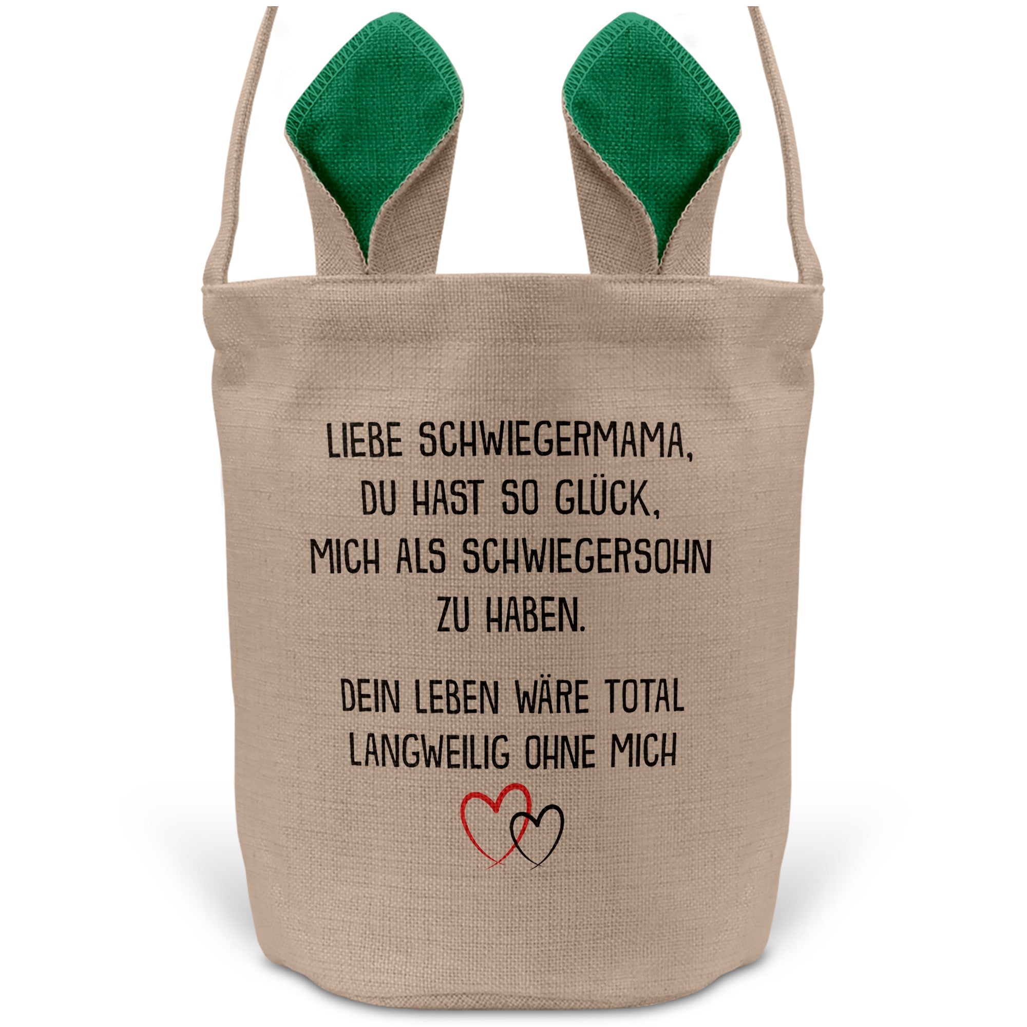 22Feels® Schwiegermama Osterkorb von Schwiegersohn mit Henkel Ostergeschenk Tragetasche Ostern Deko Osternest Körbchen Hasenohren (Beige/Grün)-Ostern Tragetasche-22Feels