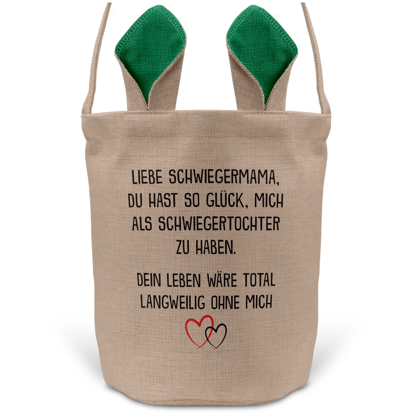 22Feels® Schwiegermama Osterkorb von Schwiegertochter mit Henkel Ostergeschenk Tragetasche Ostern Deko Osternest Körbchen Hasenohren (Beige/Grün)-Ostern Tragetasche-22Feels