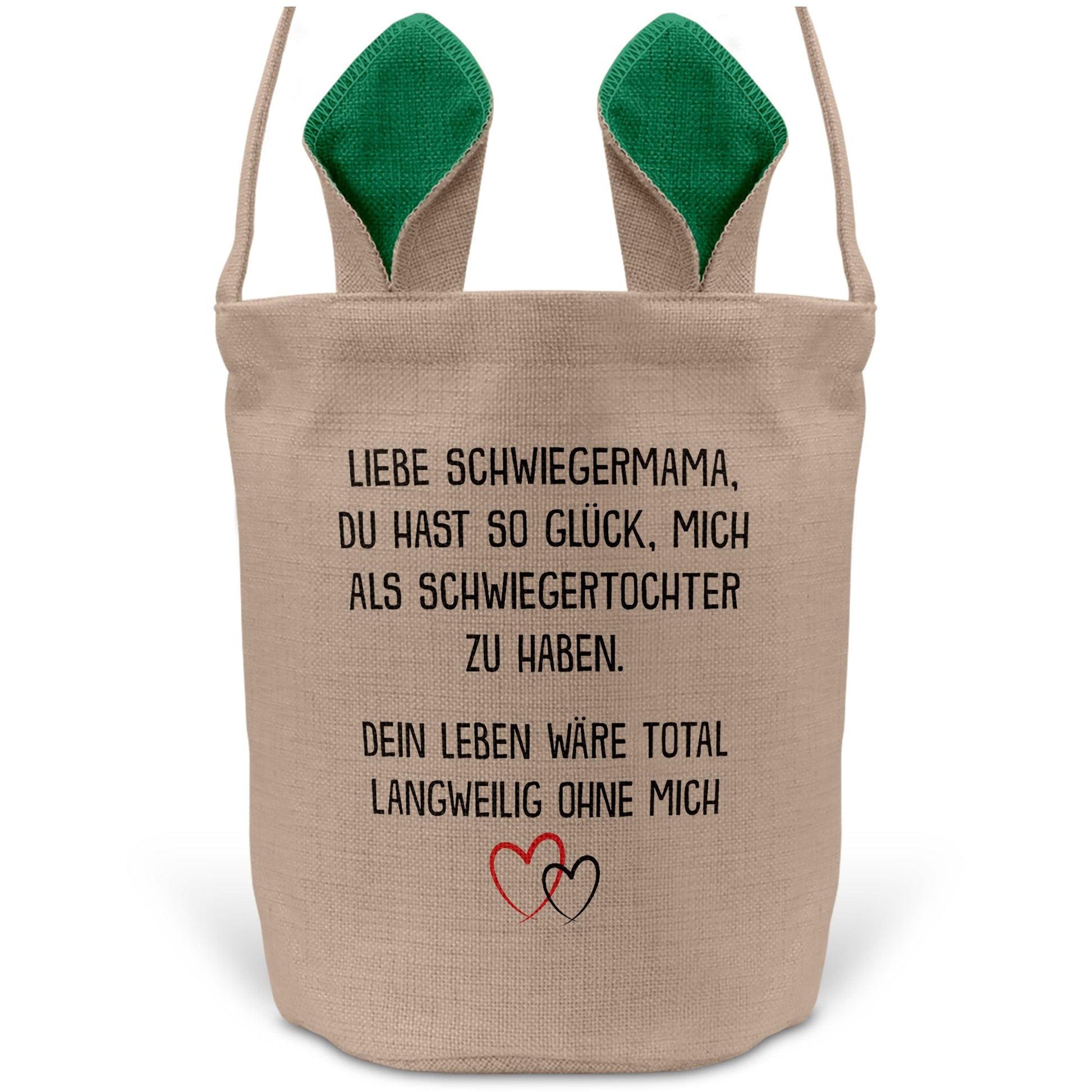 22Feels® Schwiegermama Osterkorb von Schwiegertochter mit Henkel Ostergeschenk Tragetasche Ostern Deko Osternest Körbchen Hasenohren (Beige/Grün)-Ostern Tragetasche-22Feels