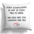 22Feels® Schwiegerpapa Geschenk - Kissen mit Spruch (Weiss 40x40cm)-Kissen Weiss 40x40-22Feels