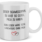 22Feels® Schwiegervater Geschenk - Tasse mit Spruch: Glück mich zu haben (Weiss, 320ml)-Weisse Tasse 320ml-22Feels