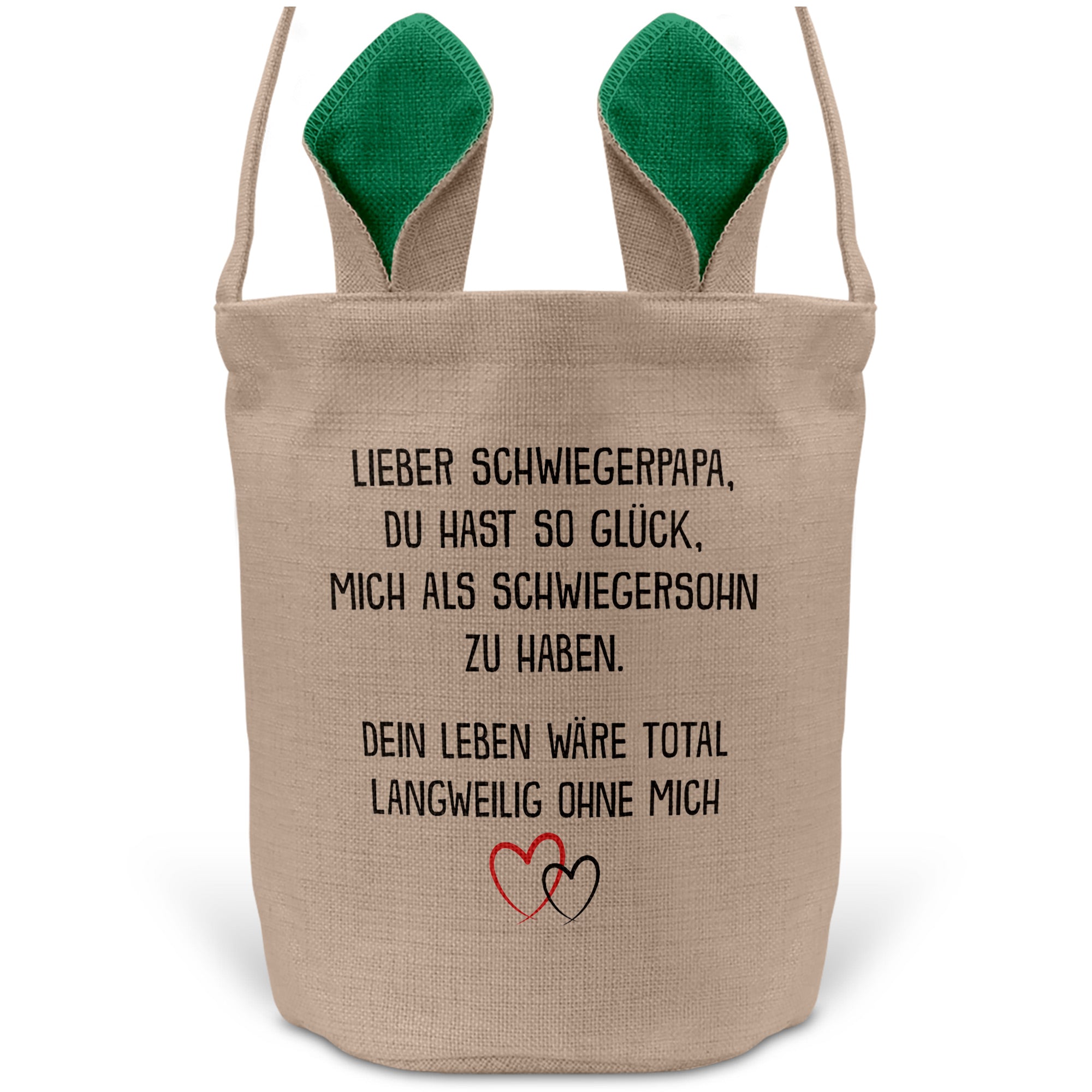 22Feels® Schwiegerpapa Osterkorb von Schwiegersohn mit Henkel Ostergeschenk Tragetasche Ostern Deko Osternest Körbchen Hasenohren (Beige/Grün)-Ostern Tragetasche-22Feels