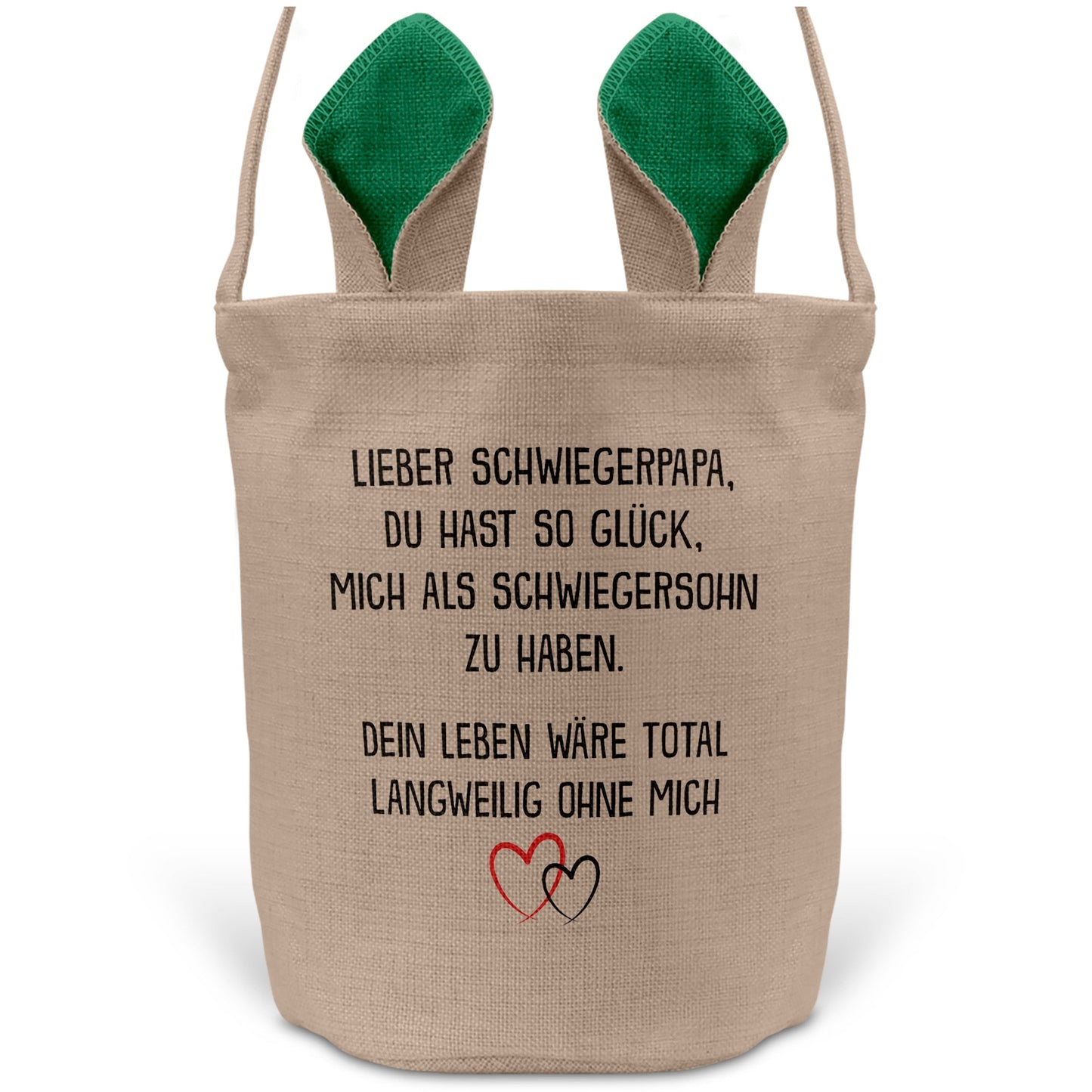 22Feels® Schwiegerpapa Osterkorb von Schwiegersohn mit Henkel Ostergeschenk Tragetasche Ostern Deko Osternest Körbchen Hasenohren (Beige/Grün)-Ostern Tragetasche-22Feels