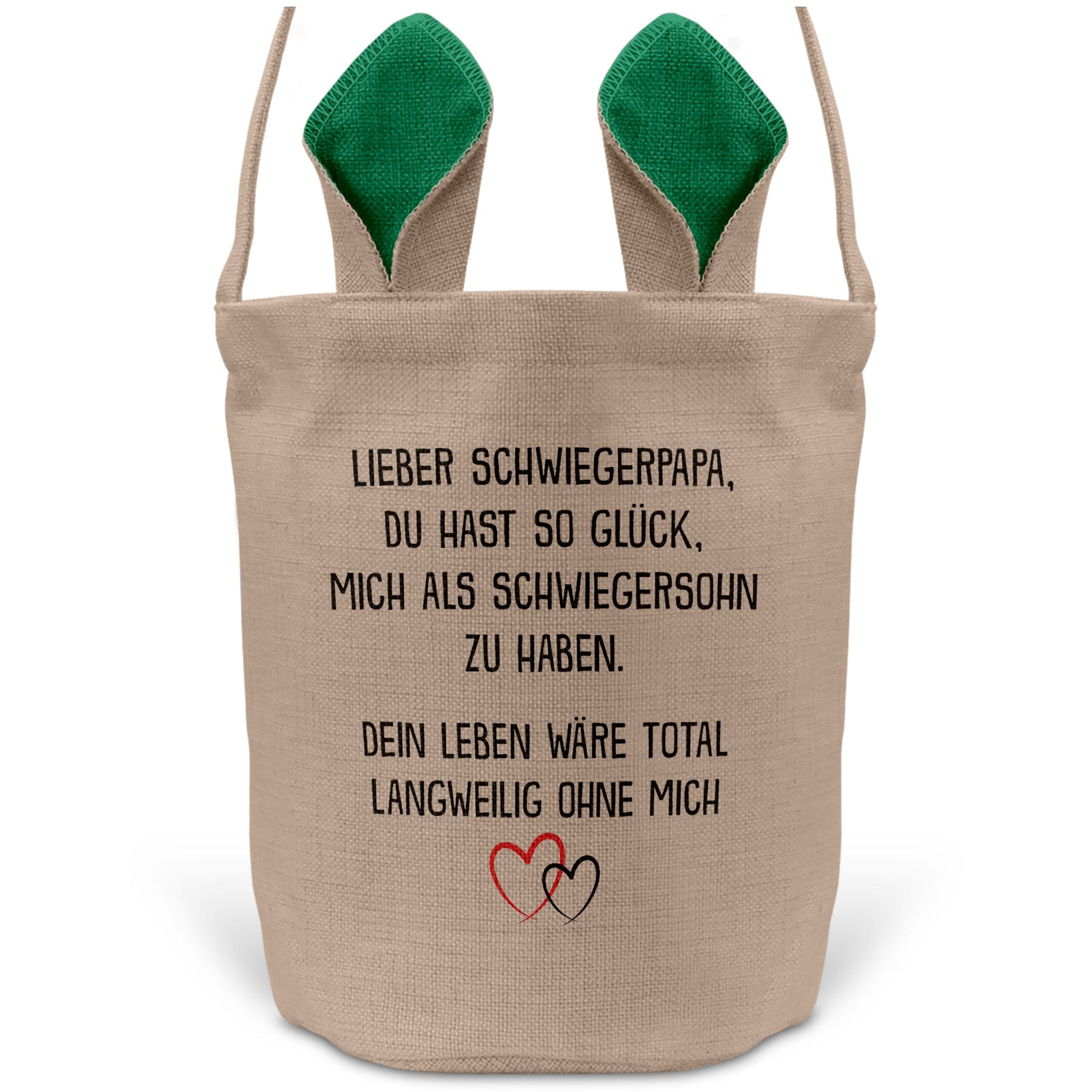 22Feels® Schwiegerpapa Osterkorb von Schwiegersohn mit Henkel Ostergeschenk Tragetasche Ostern Deko Osternest Körbchen Hasenohren (Beige/Grün)-Ostern Tragetasche-22Feels