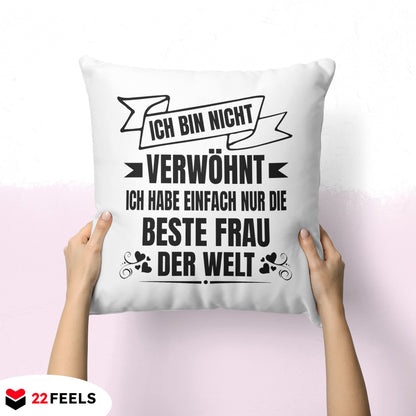 22Feels® Ehemann Geschenk zum Hochzeitstag, Valentinstag etc. - Kissen mit Spruch (Weiss 40x40cm)-Kissen Weiss 40x40-22Feels