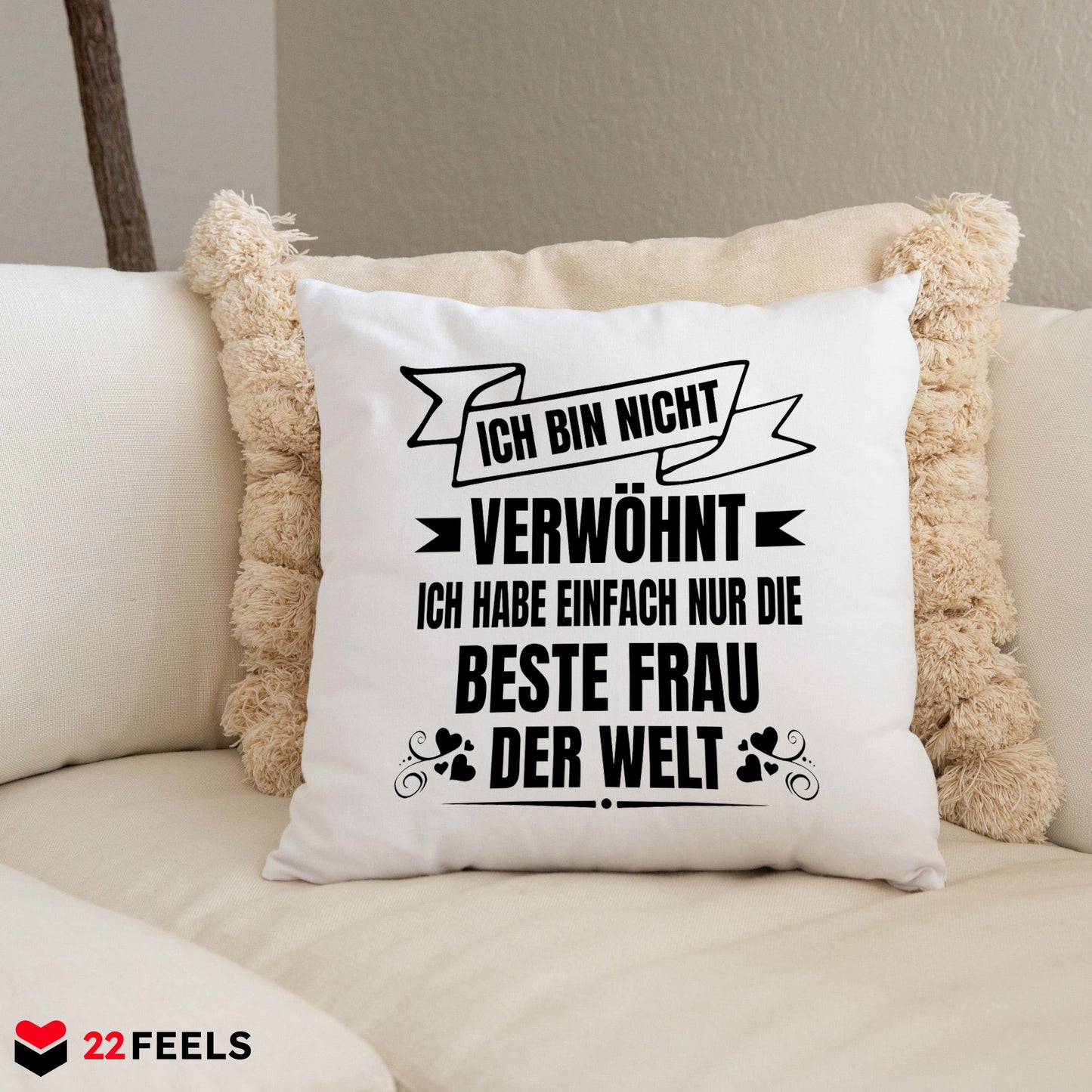 22Feels® Ehemann Geschenk zum Hochzeitstag, Valentinstag etc. - Kissen mit Spruch (Weiss 40x40cm)-Kissen Weiss 40x40-22Feels