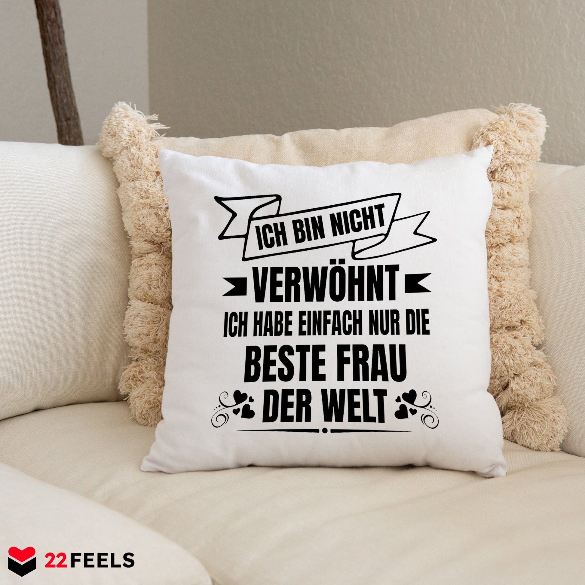 22Feels® Ehemann Geschenk zum Hochzeitstag, Valentinstag etc. - Kissen mit Spruch (Weiss 40x40cm)-Kissen Weiss 40x40-22Feels