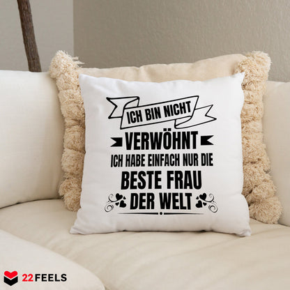 22Feels® Ehemann Geschenk zum Hochzeitstag, Valentinstag etc. - Kissen mit Spruch (Weiss 40x40cm)-Kissen Weiss 40x40-22Feels