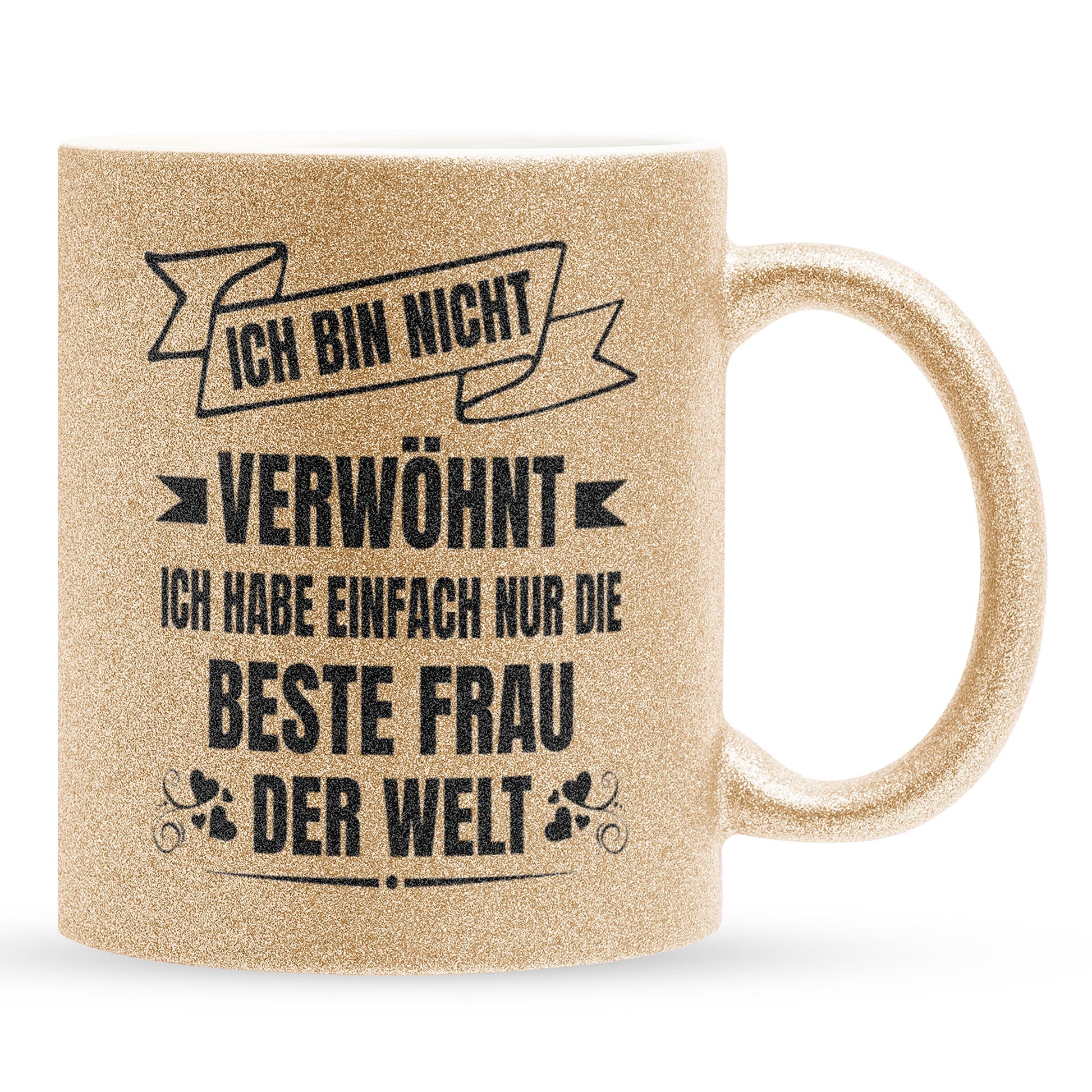 22Feels® Ehemann Geschenk zum Hochzeitstag, Valentinstag etc. - Glitzertasse mit Spruch (Gold, 320ml)-Glitzertasse Gold 320ml-22Feels