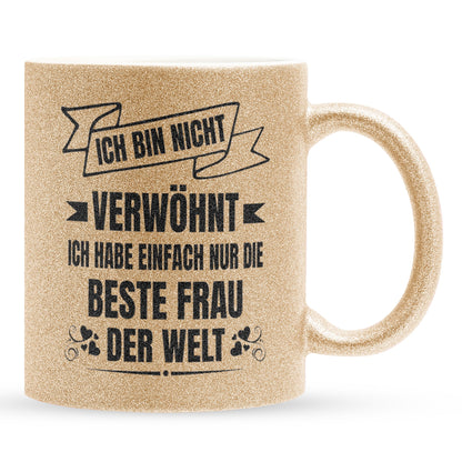 22Feels® Ehemann Geschenk zum Hochzeitstag, Valentinstag etc. - Glitzertasse mit Spruch (Gold, 320ml)-Glitzertasse Gold 320ml-22Feels