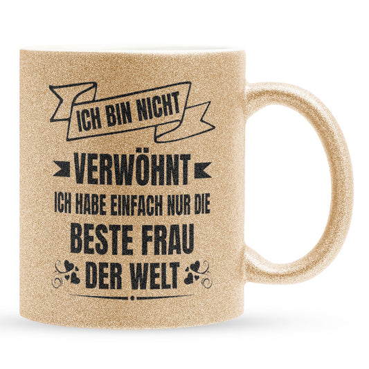 22Feels® Ehemann Geschenk zum Hochzeitstag, Valentinstag etc. - Glitzertasse mit Spruch (Gold, 320ml)-Glitzertasse Gold 320ml-22Feels
