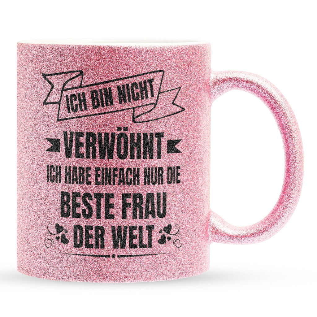 22Feels® Ehemann Geschenk zum Hochzeitstag, Valentinstag etc. - Glitzertasse mit Spruch (Pink, 320ml)-Glitzertasse Pink 320ml-22Feels