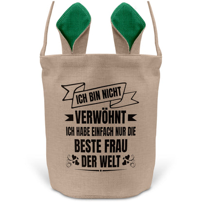 22Feels® Ehemann Osterkorb mit Henkel Ostergeschenk Tragetasche Ostern Deko Osternest Körbchen Hasenohren (Beige/Grün)-Ostern Tragetasche-22Feels