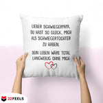 22Feels® Schwiegervater Geschenk von der Schwiegertochter bzw. Braut - Kissen mit Spruch (Weiss 40x40cm)-Kissen Weiss 40x40-22Feels