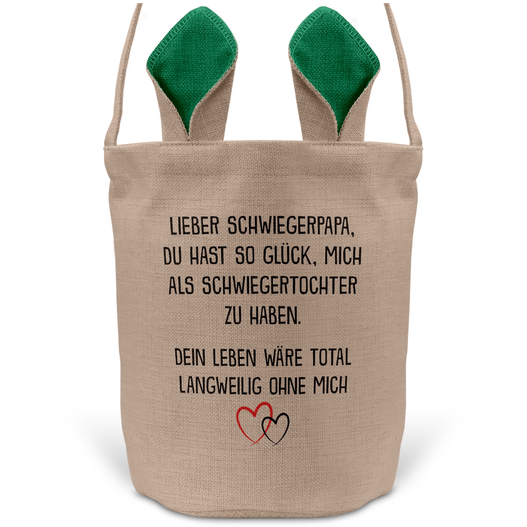 22Feels® Schwiegerpapa Osterkorb von Schwiegertochter mit Henkel Ostergeschenk Tragetasche Ostern Deko Osternest Körbchen Hasenohren (Beige/Grün)-Ostern Tragetasche-22Feels